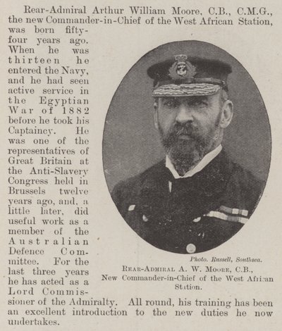 Konteradmiral A W Moore, CB, neuer Oberbefehlshaber der Westafrikanischen Station von English Photographer