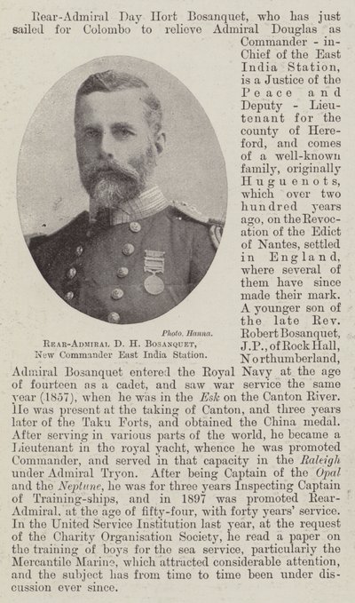 Konteradmiral D. H. Bosanquet, neuer Kommandant der Ostindienstation von English Photographer