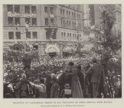 Empfang der kalifornischen Truppen in San Francisco bei ihrer Ankunft aus Manila von English Photographer