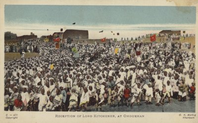 Empfang von Lord Kitchener in Omdurman, ca. 1898 von English Photographer