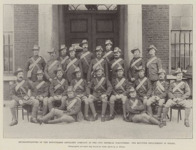 Vertreter der Honourable Artillery Company in den City Imperial Volunteers, die berittene Abteilung in Khaki von English Photographer