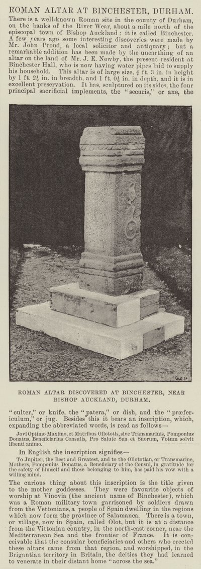 Römischer Altar entdeckt in Binchester, nahe Bishop Auckland, Durham von English Photographer