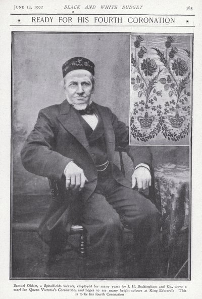 Samuel Oldart, Weber aus Spitalfields, London, der einen Schal für die Krönung von Königin Victoria webte von English Photographer
