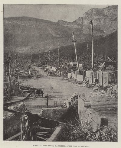 Szene in Port Louis, Mauritius, nach dem Hurrikan von English Photographer
