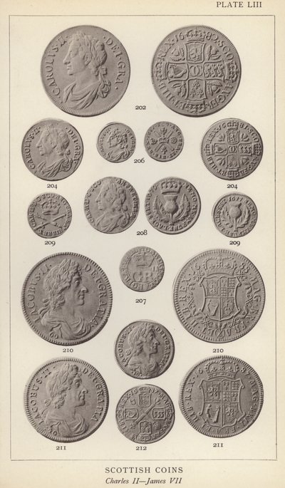Schottische Münzen, Karl II., Jakob VII. von English Photographer