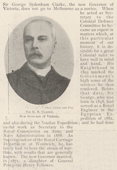 Sir G S Clarke, neuer Gouverneur von Victoria von English Photographer