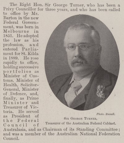 Sir George Turner, Schatzmeister des australischen Bundesministeriums von English Photographer