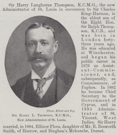 Sir Harry L Thompson, KCMG, neuer Administrator von St. Lucia von English Photographer