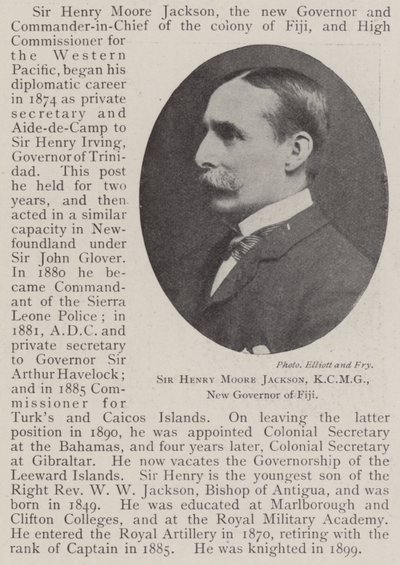 Sir Henry Moore Jackson, KCMG, neuer Gouverneur von Fidschi von English Photographer