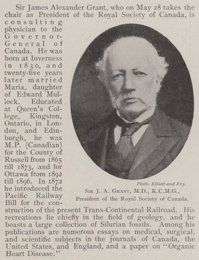 Sir J. A. Grant, MD, KCMG, Präsident der Royal Society of Canada von English Photographer