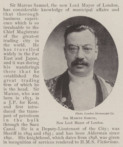 Sir Marcus Samuel, neuer Lord Mayor von London von English Photographer