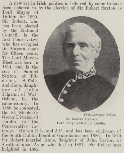 Sir Robert Sexton, gewählter Oberbürgermeister von Dublin von English Photographer