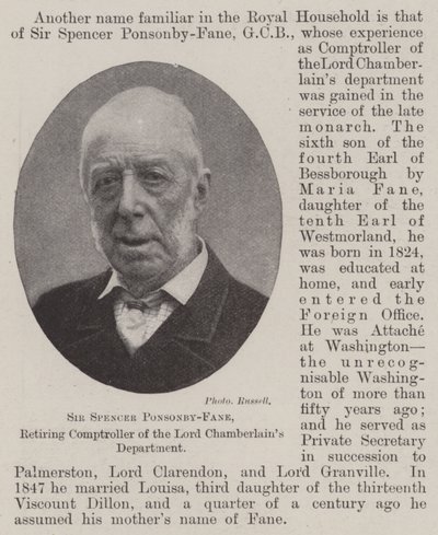 Sir Spencer Ponsonby-Fane, scheidender Kontrolleur der Lord Chamberlains Abteilung von English Photographer