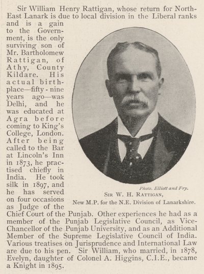 Sir W. H. Rattigan, neuer Abgeordneter für die NE-Division von Lanarkshire von English Photographer