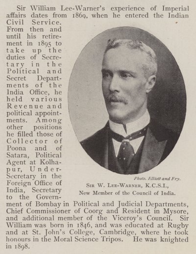 Sir W. Lee-Warner, KCSI, neues Mitglied des Indischen Rates von English Photographer