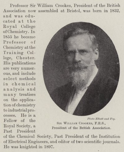 Sir William Crookes, FRS, Präsident der British Association von English Photographer