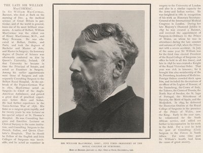 Sir William MacCormac, Baronet, fünfmaliger Präsident des Royal College of Surgeons von English Photographer