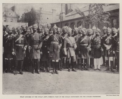 Stabsoffiziere der indischen Armee, Teil des indischen Kontingents für die Jubiläumsprozession von English Photographer