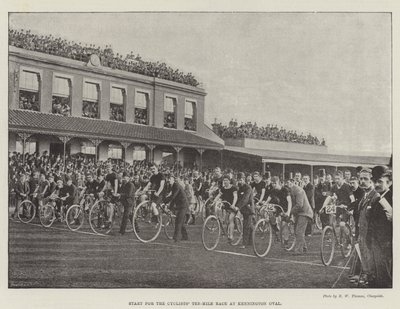 Start des Zehn-Meilen-Rennens für Radfahrer im Kennington Oval von English Photographer