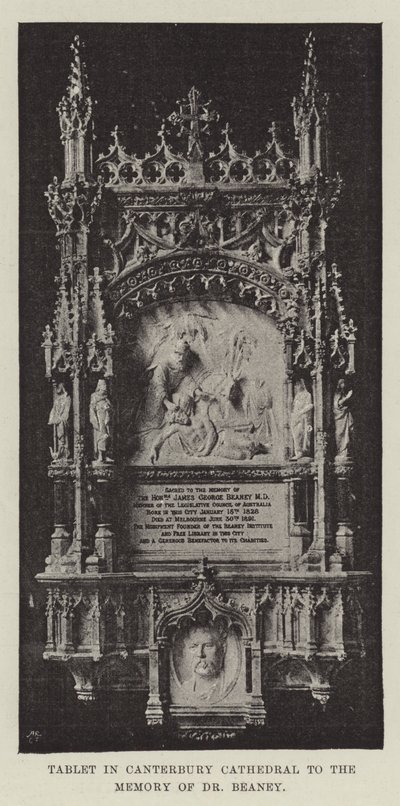 Gedenktafel in der Kathedrale von Canterbury zum Gedenken an Dr. Beaney von English Photographer