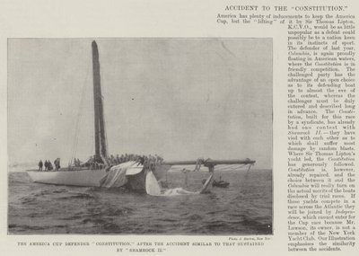 Der America Cup Verteidiger Constitution, nach dem Unfall ähnlich dem von Shamrock II von English Photographer