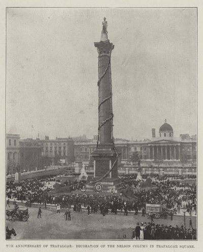 Der Jahrestag von Trafalgar, Dekoration der Nelson-Säule auf dem Trafalgar Square von English Photographer