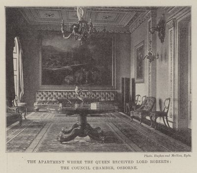 Das Zimmer, in dem die Königin Lord Roberts empfing, der Ratssaal, Osborne von English Photographer