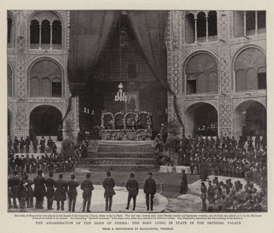 Die Ermordung des Schahs von Persien, der Körper im kaiserlichen Palast aufgebahrt von English Photographer