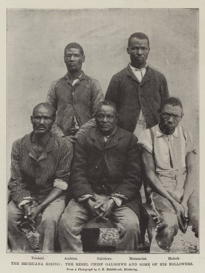 Der Bechuana-Aufstand, der Rebellenführer Galishwe und einige seiner Anhänger von English Photographer