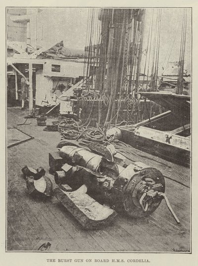 Die explodierte Kanone an Bord der HMS Cordelia von English Photographer