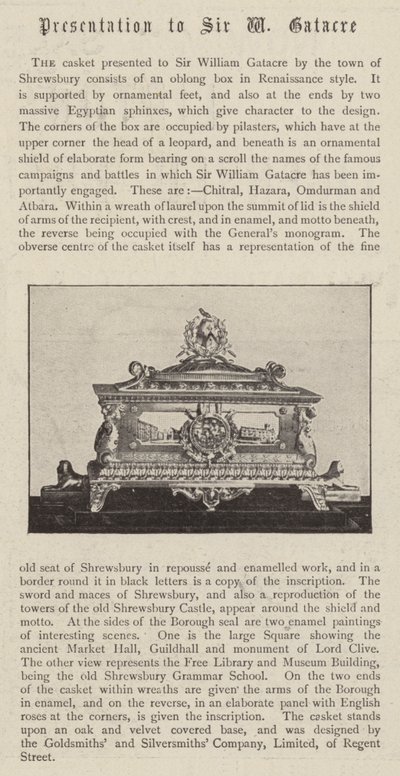 Der Kasten, der Sir William Gatacre von der Stadt Shrewsbury überreicht wurde von English Photographer