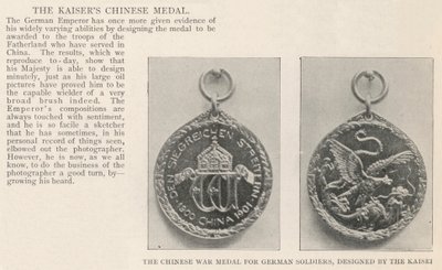 Die chinesische Kriegsmedaille für deutsche Soldaten, entworfen vom Kaiser von English Photographer