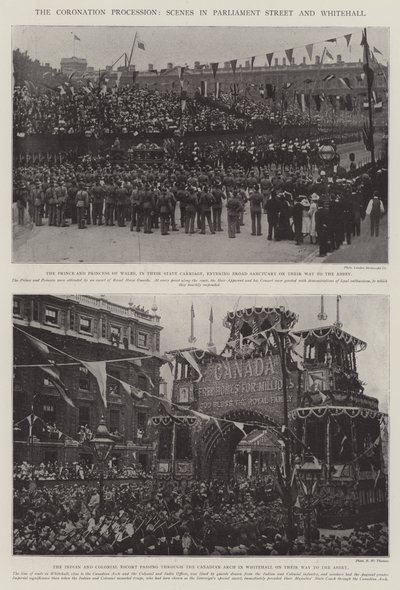 Die Krönungsprozession, Szenen in der Parliament Street und Whitehall von English Photographer
