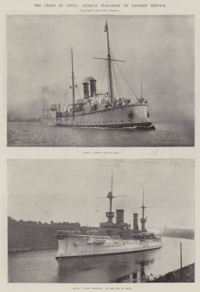 Die Krise in China, deutsche Kriegsschiffe im östlichen Dienst von English Photographer