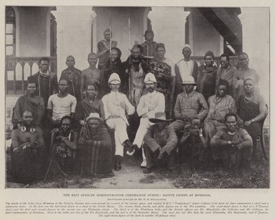 Die ostamerikanischen Verwaltungsgäste zur Krönung, einheimische Häuptlinge in Mombasa von English Photographer