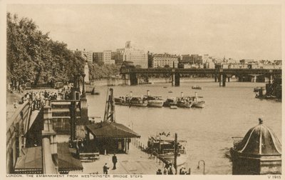 Das Ufer von den Westminster Bridge Stufen, London von English Photographer