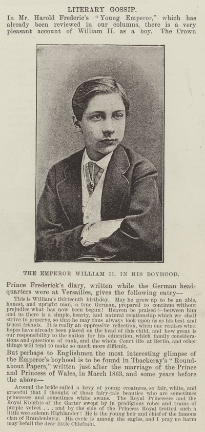 Kaiser Wilhelm II. in seiner Jugend von English Photographer