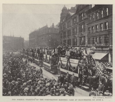 Der formelle Start der städtischen Elektrowagen in Manchester am 6. Juni von English Photographer