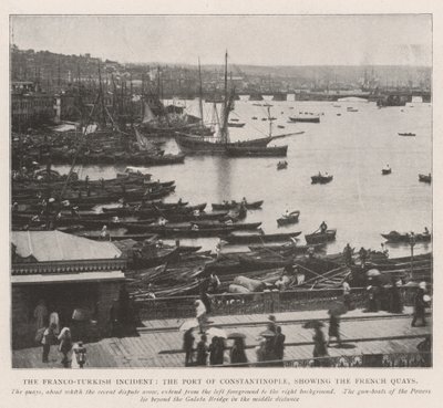 Der französisch-türkische Vorfall, der Hafen von Konstantinopel, zeigt die französischen Kais von English Photographer
