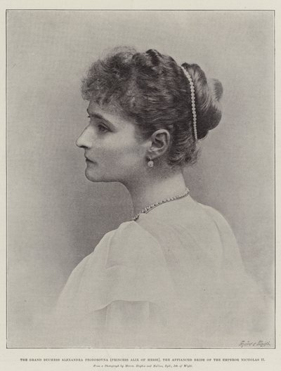 Die Großherzogin Alexandra Feodorowna (Prinzessin Alix von Hessen), die verlobte Braut des Kaisers Nikolaus II. von English Photographer