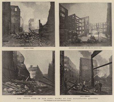 Das große Feuer in der Stadt, Ansichten des verwüsteten Viertels von English Photographer