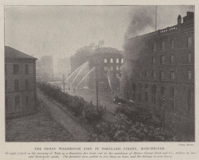 Das große Lagerhausfeuer in der Portland Street, Manchester von English Photographer