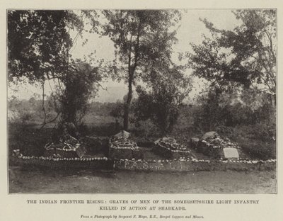 Der indische Grenzaufstand, Gräber von Männern der Somersetshire Light Infantry, die in Shabkadr im Einsatz getötet wurden von English Photographer