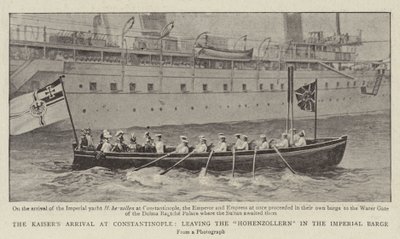 Die Ankunft des Kaisers in Konstantinopel, Verlassen der Hohenzollern in der Kaiserlichen Barke von English Photographer