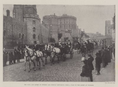 Der König und die Königin von Schweden und Norwegen kehren von einem Besuch bei der Königin in Windsor zurück von English Photographer
