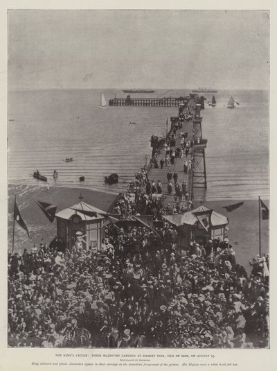 Die Kreuzfahrt des Königs, Ihre Majestäten landen am Ramsey Pier, Isle of Man, am 25. August von English Photographer