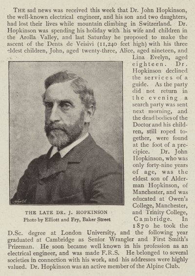 Der verstorbene Dr. J. Hopkinson von English Photographer