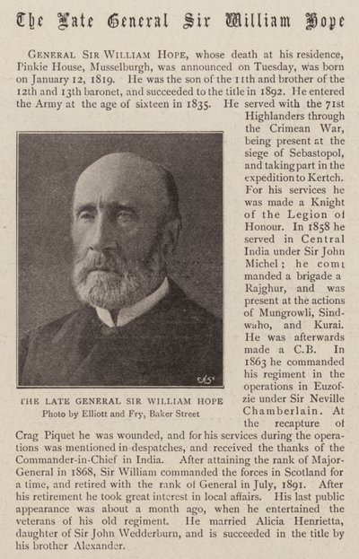 Der verstorbene General Sir William Hope von English Photographer