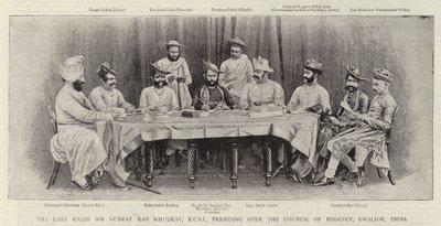 Der verstorbene Rajah Sir Gunpat Rao Khudkay, KCSI, Vorsitzender des Regentschaftsrates, Gwalior, Indien von English Photographer