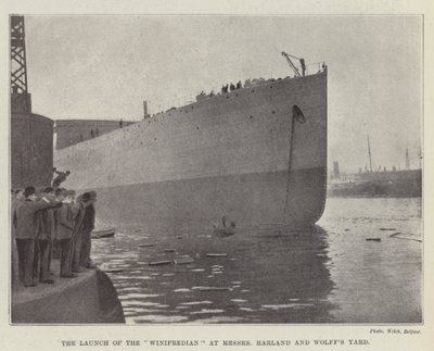 Der Stapellauf der Winifredian bei Messers Harland und Wolffs Werft von English Photographer
